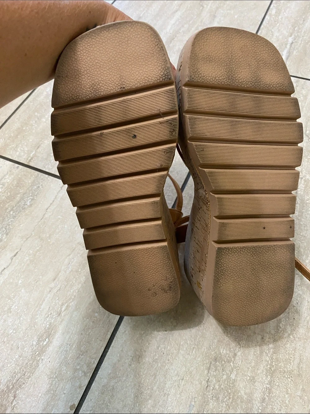 Madden Girl Tan Strappy Cork Wedge Sandals